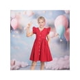 thumbnail image 2 of Sunny Fashion Girls Dress Red Button Front Swiss Dot Ruffle Sleeve V Neck Vintage Party Spring Daily 8 Years, 2 of 7