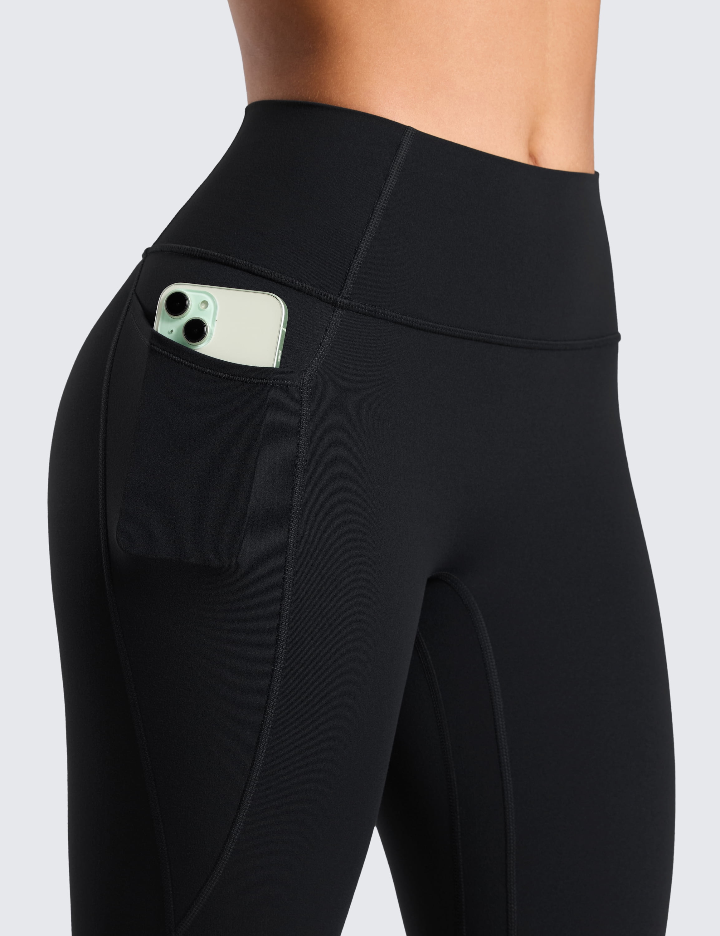 CRZ YOGA Secretsculpt Butterlift Workout Leggings Pockets 25" No Front Seam High Waist Womens Yoga Pants Scrunch Butt