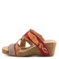 thumbnail image 2 of L'Artiste by Spring Step Women's Swan Slide Sandals Hand Painted Leather, Adjustable Straps, Floral Design, Wedge Heel, Hook & Loop, Open Toe, 2 of 7