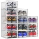thumbnail image 1 of Cajas organizadoras de zapatos, paquete de 12, contenedores de almacenamiento de zapatos apilables de plástico negro para armario, vitrina para zapatillas que ahorra espacio, contenedores para, 1 of 8