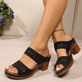 thumbnail image 2 of Womens Sandals Dressy Chunky Heeled Sandals Pour Femmes Slip On Gold Sandals Open Toe Block Heels, 2 of 6