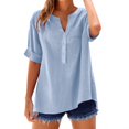 thumbnail image 3 of WCJM Women’S Comfort Long Sleeve T-Shirt/Underscrub Tee Women's Long Sleeve T-Shirt Loose Button Shirt Top Stand Solid Color Sleeve Collar Casual Women's Shirt Women's Shirt, 3 of 7