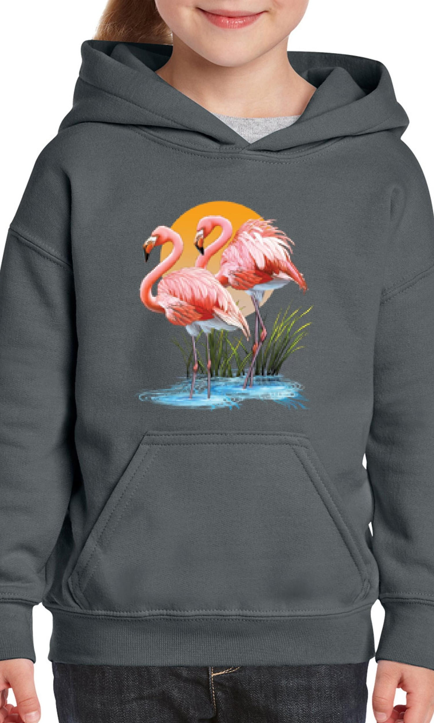 IWPF - Youth Pink Flamingos In Water Hoodie For Girls and Boys ...