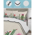 thumbnail image 4 of Quilts Twin Size Bedding Set, Cactus Tropical Watercolor Lightweight Quilted Comforter, Linen Texture Summer Soft Reversible Bedspread Coverlet with Pillow Covers for All Season, 68" x 86", 4 of 7