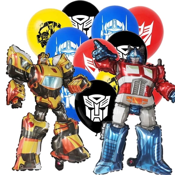 Birthday Party Transformer Robots Balloons Bumble Bee Balloons, Latex and Foil, 22 Count