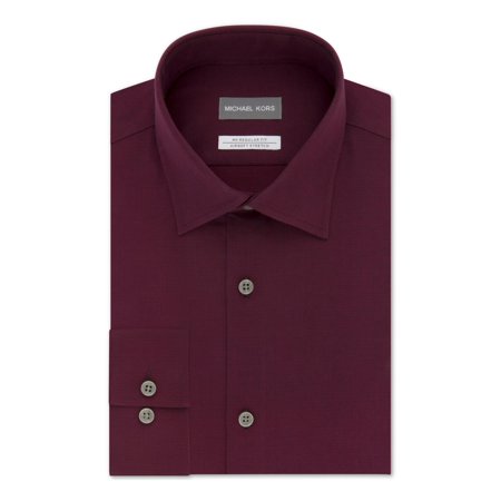 Michael Kors Mens Regular Fit Non-Iron Button-Down Shirt Red