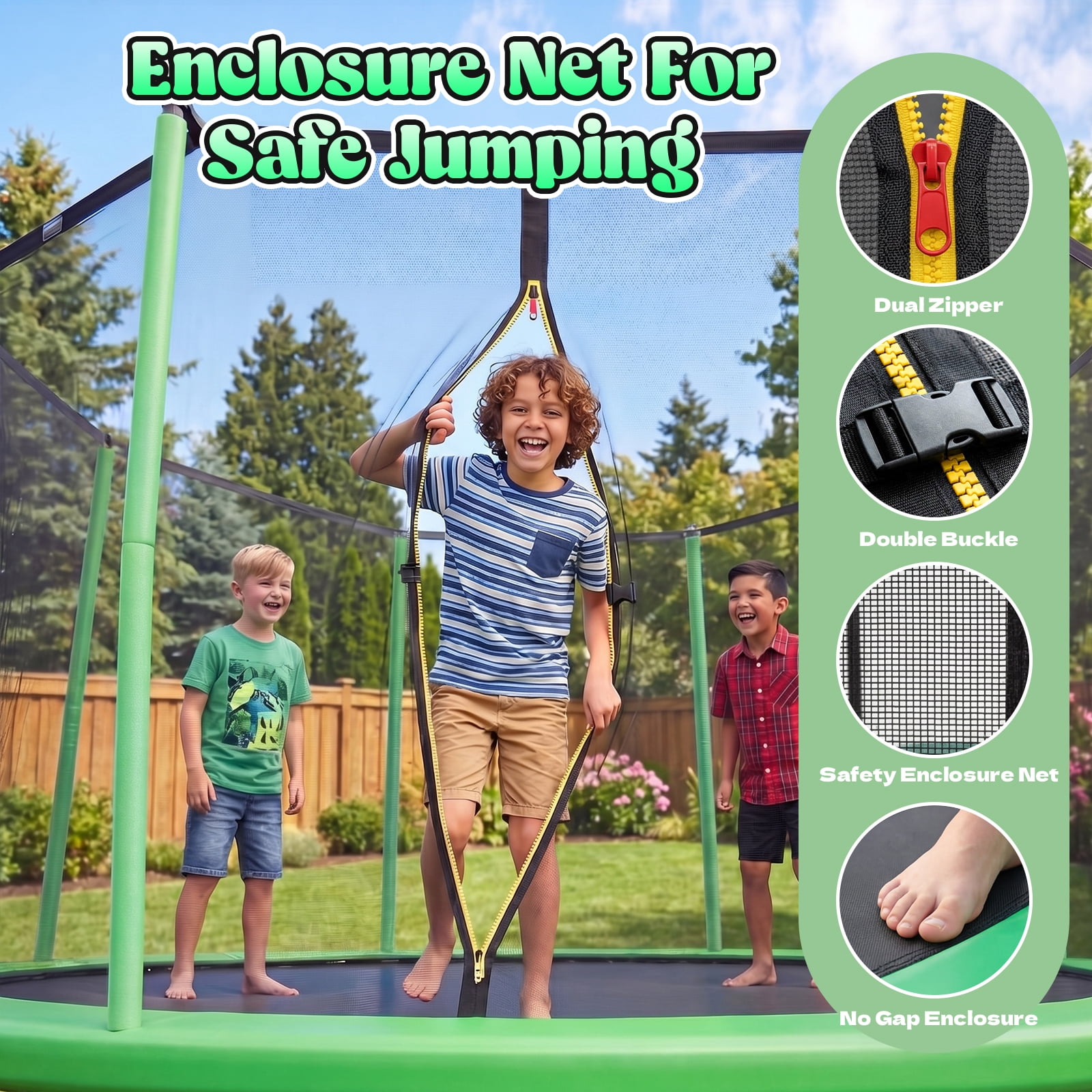 Gardwin 14FT Outdoor Trampoline Recreational Backyard Trampolines Anti-Rust for Kids and Adults with Net and Ladder