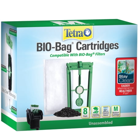 Tetra Whisper Bio-Bag Medium with Stay Clean, Filter Cartridges for Aquariums, 8 Count, Unassembled, Fits Tetra Whisper Fish Tank Filters 5-10 Gal, PF-10, IQ 10