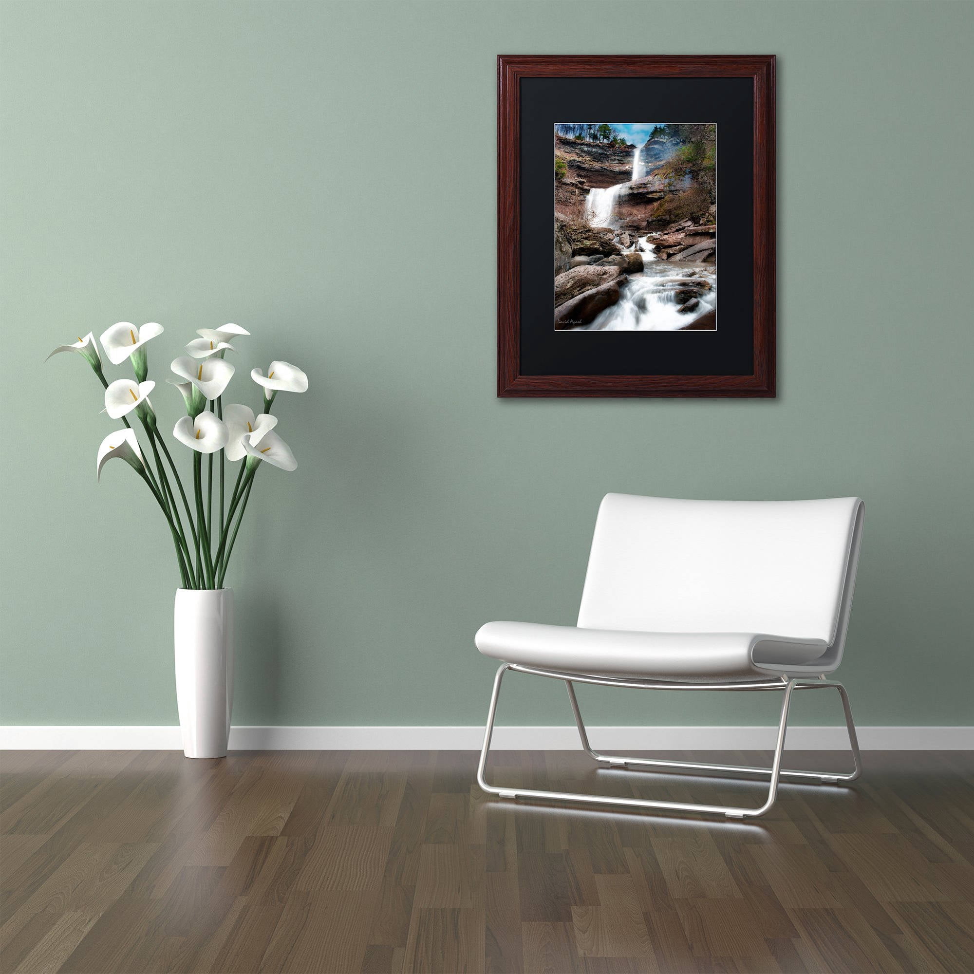 Trademark Fine Art "Katerskill Fall" Canvas Art by David Ayash Black Matte, Wood Frame
