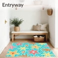 thumbnail image 3 of ODIKA 6'x9' Machine Washable Non-Slip Area Rug, Starfish and Shell Mosaic Art with Oceanic Swirls Coral Motifs High Traffic Rug with Pad, Turquoise, 701895, 3 of 8