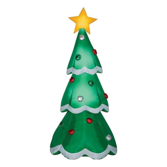 Gemmy Inflatable Metallic Christmas Tree LED Lighted Yard Decoration - 84 in
