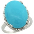 thumbnail image 1 of 10k White Gold Natural Turquoise Ring Large Oval 18x13mm Diamond Halo, size 6.5, 1 of 4