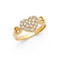 thumbnail image 1 of Precious Stars DM02017RG-sz7 14K Yellow Gold Cubic Zirconia Puffed Heart Right Hand Ring - Size 7, 1 of 1