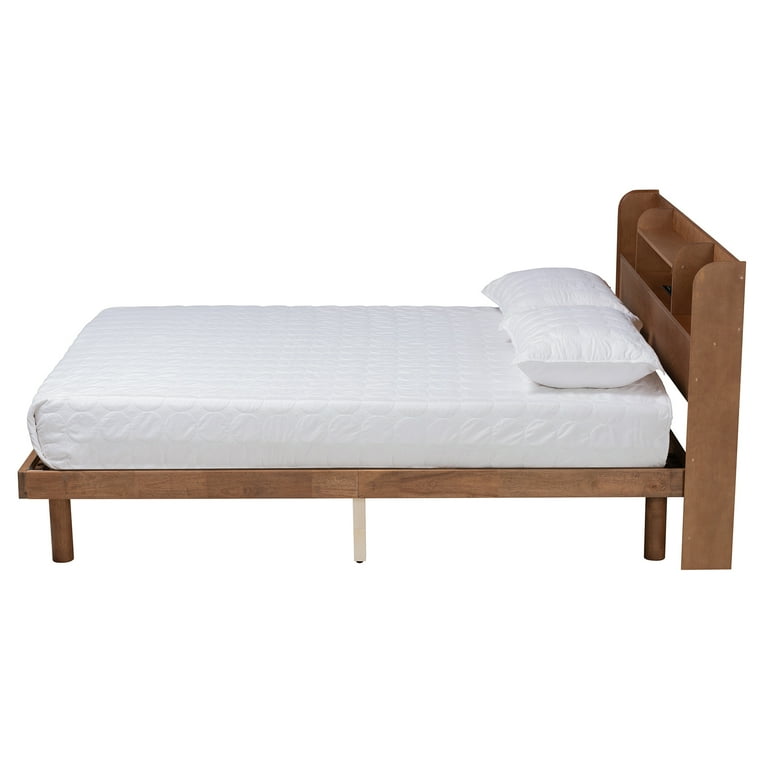 Baxton Studio Harper Mid-Century Modern Transitional Walnut Brown Finished Wood Full Size Platform Bed with Charging Station Baxton Studio Harper Mid-Century Modern Transitional Walnut Brown Finished Wood Full Size Platform Bed with Charging Station