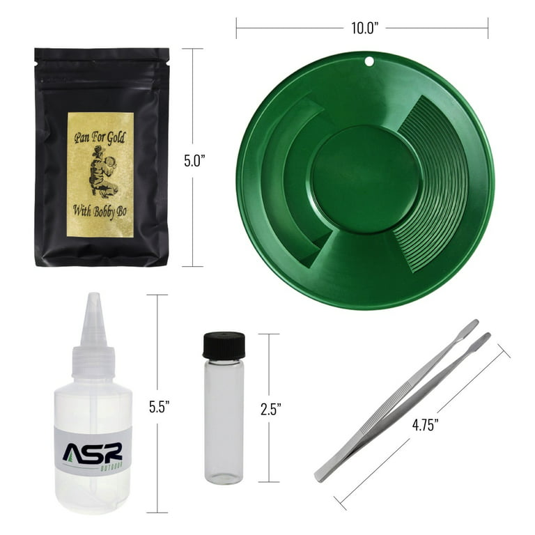 ASR Outdoor Gold Pan Gold Prospecting Beginners Kit, Vial, Snifter Bottle,  5 Piece
