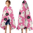thumbnail image 3 of Halloween Ghosts with Boo Hooded Bath Towel，60"x35" for Ages 3 To 12 Kids, Quick Dry Lightweight Soft Microfiber Hood Beach Towel Cover Up for Kids, 3 of 7