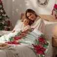 thumbnail image 4 of Christmas Flannel Blanket for Bed,Travel and Camping, Poinsettia Leaf Winter Floral Super Soft Cozy Blanket for All Seasons 60"x80", 4 of 9