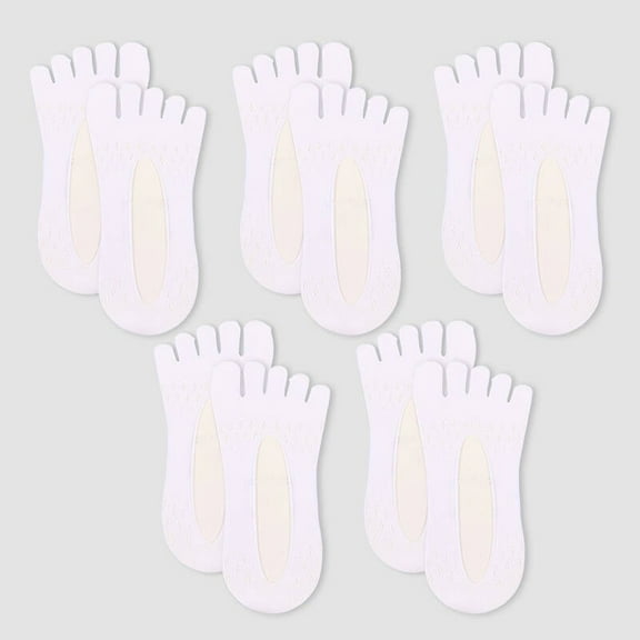 TELOLY 5Pcs Womens Toe Socks Invisible Low-Cut,Breathable Mesh Toe Socks Women,Socks Women,White
