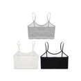 thumbnail image 4 of Vxuxlje 3Pcs Cropped Tank Tops for Girls Spaghetti Strap Crop Top Basic Sports Cami Solid Color Black&White&Grey L, 4 of 5