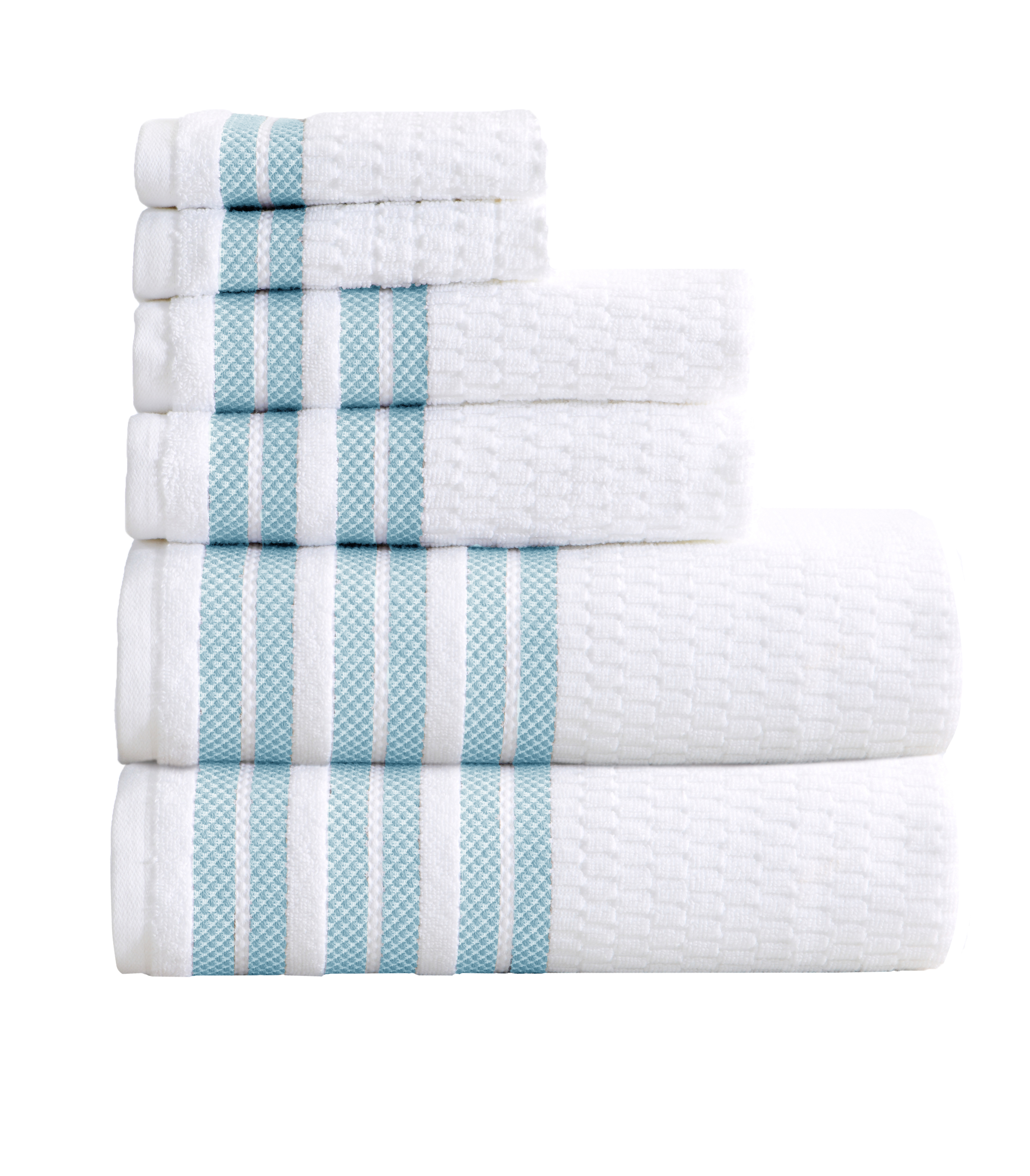 Great Bay Home 100 Cotton Textured Striped Bath Towel Sets Walmart