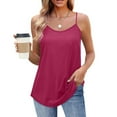 thumbnail image 3 of Scyoekwg Tank Tops for Women Spaghetti Straps Round Neck Sleeveless Tops Casual Solid Color Loose Tunic Shirts (Hot Pink,XXL), 3 of 7