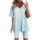 thumbnail image 1 of Blusas para las Mujeres Casual, Cuello en V de Manga Corta Impresa Superior Y Suelto Pantalones Cortos, Conjuntos de Moda de Verano, 1 of 4