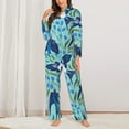thumbnail image 3 of Kll Flying Swallows Print Women'S Long Sleeve Pajamas With Pants Sleepwear Loungewear 2 Set-X-Large, 3 of 9
