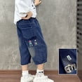 thumbnail image 2 of RUTAYY Toddler Boys Elastic Waist Wide Leg Casual Loose Calf Length Jeans With Pockets Trouser Cozy Infants Pants, 2 of 6