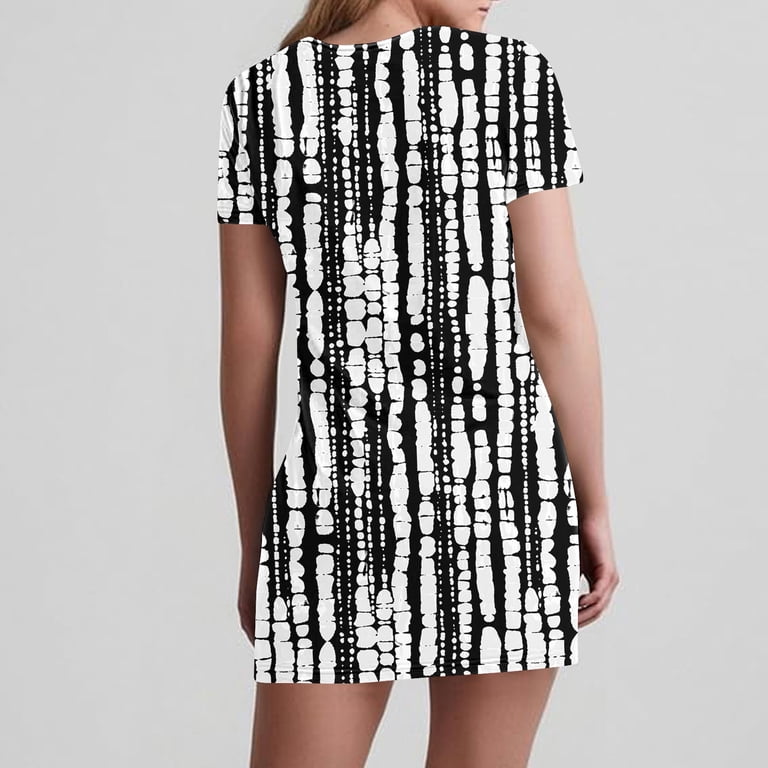 CGMDTZ Tie Dye T Shirt Dress for Women Summer Casual Short Sleeve Loose Sundress V Neck Tunic with Pockets, Women's, Size: XL CGMDTZ Tie Dye T Shirt Dress for Women Summer Casual Short Sleeve Loose Sundress V Neck Tunic with Pockets, Women's, Size: XL