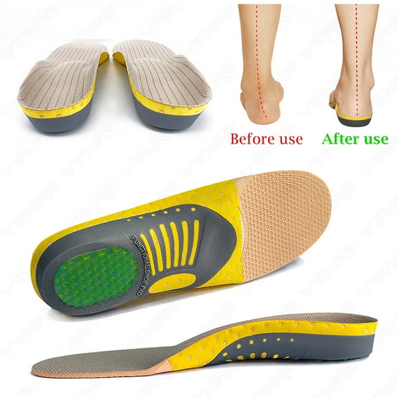 VTHRA Flat Feet Insoles Arch Support Insole Orthopedic Shoes Sole for Men Women Orthopedic Shoe Pad O/X Leg Correction Foot Care Orthotic insole L EU 41-45