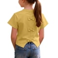 thumbnail image 2 of Asxite Toddler Tops Girls Summer Tops Solid Bow Back Crewneck Short Sleeve Top for 1-9 Years, 2 of 5
