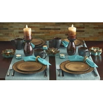 Cambria 16-Piece Stoneware Dinnerware Set, Service for 4, Dark Brown