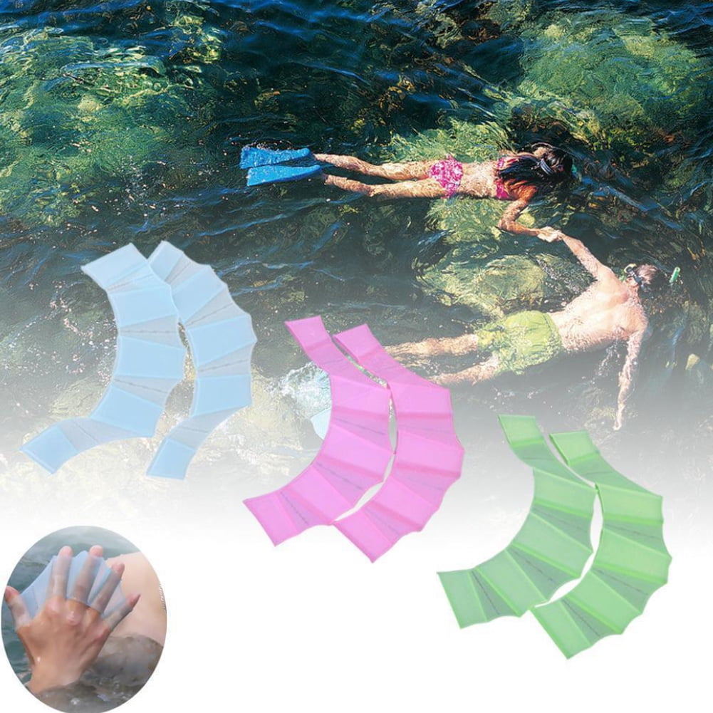 Details about   1 Pair Silicone Swimming Training Flippers Hand Swim Web Glove Fins Paddle Dive 