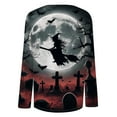 thumbnail image 4 of WTOBBY Women's Fall Fashion Essential 3/4 Sleeve Round Neck Halloween Print Casual T-Shirt Top for Holiday Parties and Everyday Outfits,Light Gray XL, 4 of 6