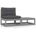 thumbnail image 1 of vidaXL 2 Piece Garden Lounge Set with Cushions Grey Solid Wood Pine, 1 of 4
