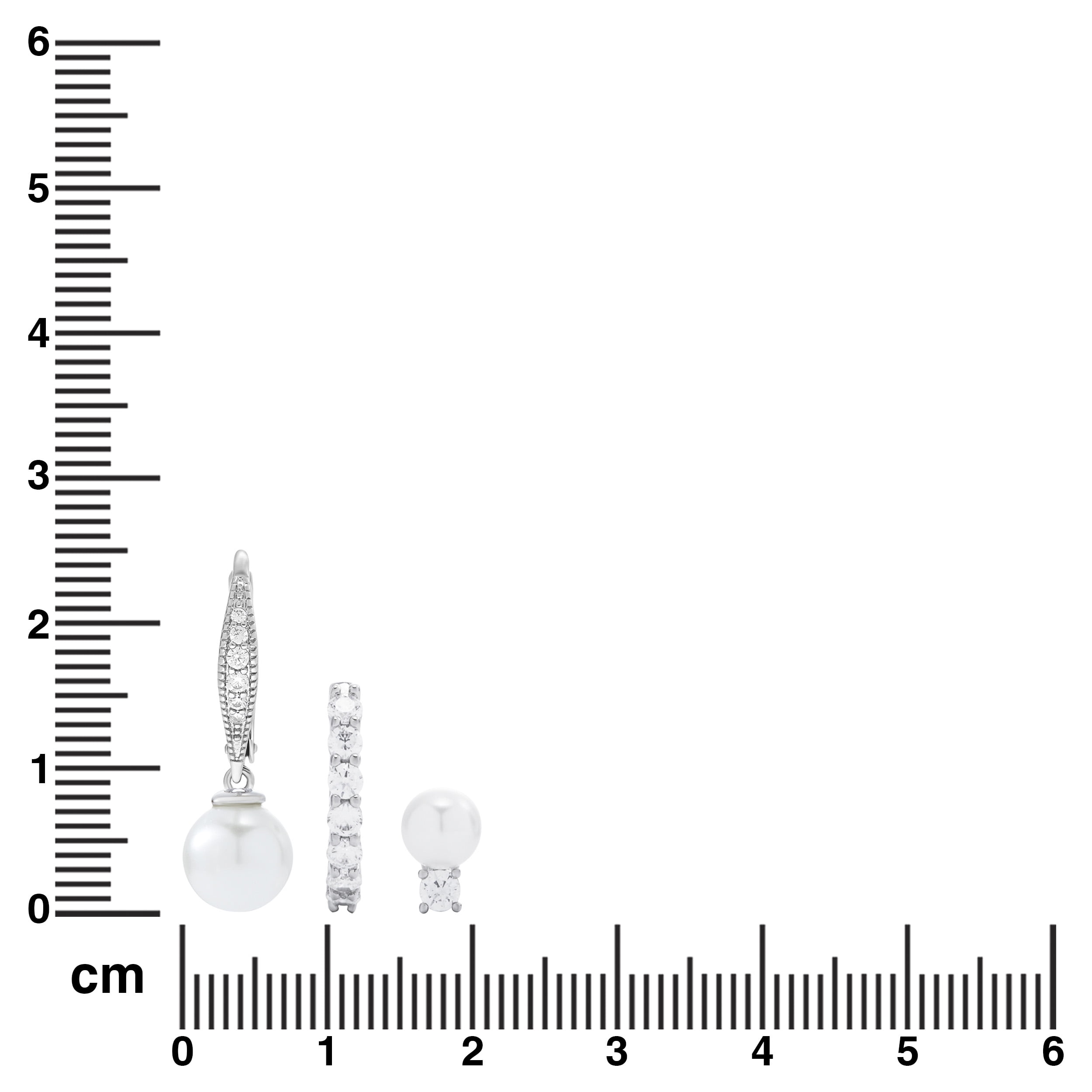 Believe by Brilliance Women's Fine Silver Plated Simulated Pearl and CZ Earring Set