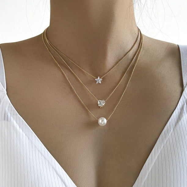 Collar de hoja hueca simple S personalizado, colgante de diamantes de imitación con cuentas redondas multicapa Wmkox8yi sjalhkljlk5622