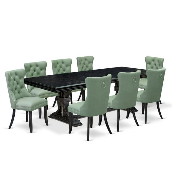 Luxe by East West Furniture 9 Pieces Dining Table Set a Rectangle Table and 8 Dining Chairs