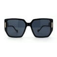 thumbnail image 2 of Womens Oversize 90s Diva Designer Fashion Rectangle Butterfly Sunglasses All Black, 2 of 4
