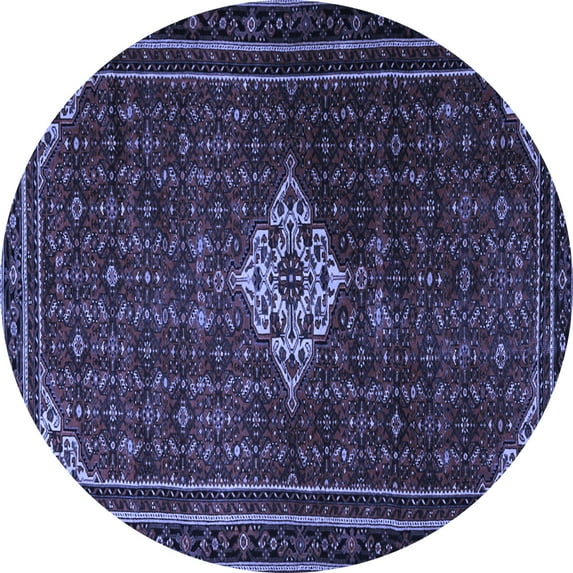 Ahgly Company Machine Washable Indoor Round Persian Blue Traditional Area Rugs, 3' Round