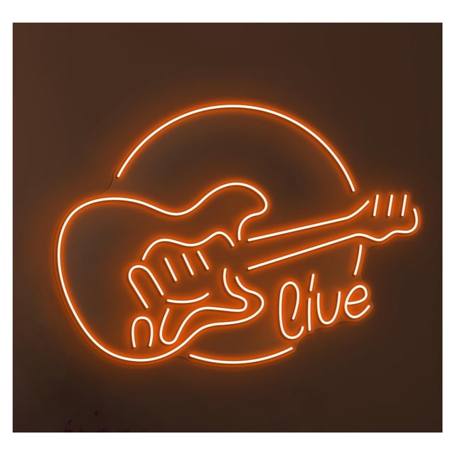 Letrero De Neón Guitarra Con Luz LED, Arte Pared En Vivo, Para DJ, Sala Discoteca, Estudio Música, Escaparate Entrada Comercial 58cm