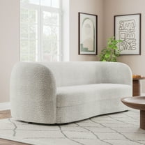 Furniture of America Sonya Tuxedo Style Upholstered Boucle Fabric White Sofa