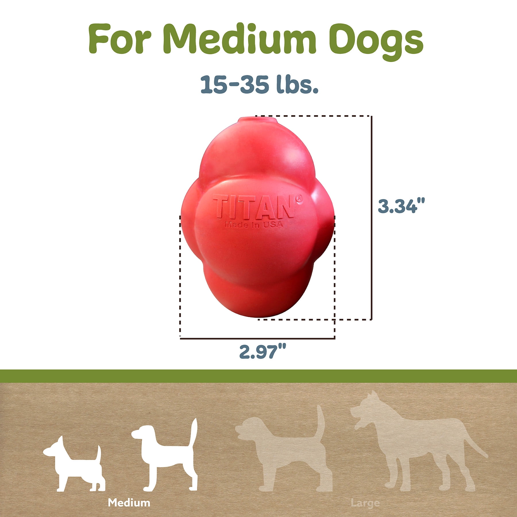 (3 pack) Titan Busy Bounce Durable Rubber Dog Toy, Large, Red