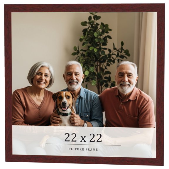 22x22 Frame Brown Solid Wood Picture Frame Width 0.75 Inches | Interior Frame Depth 0.5 Inches |