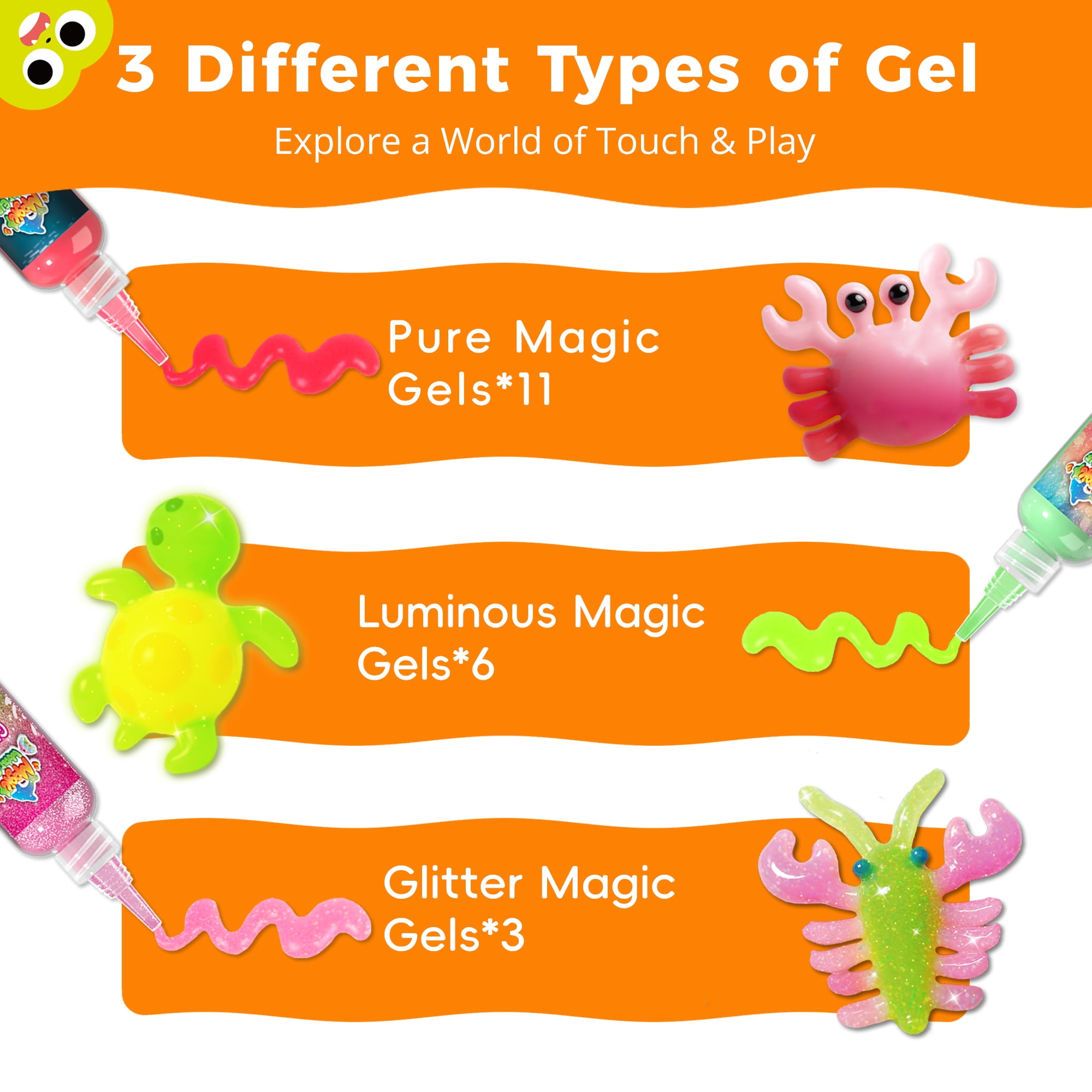Magic Water Elf Toy Kit, Squishy Maker Kit with 20 Gels & 10 Molds, Make Your Own Squishies, Elf Magic Squishy Maker, DIY STEM Craft Kits, for Boys and Girls Ages 3+