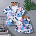 thumbnail image 2 of Boys 2 Piece Hawaiian Outfit Summer Button Down Shirt and Pocket Shorts Sets Beach Vacation Clothes for Kid, 2 of 6