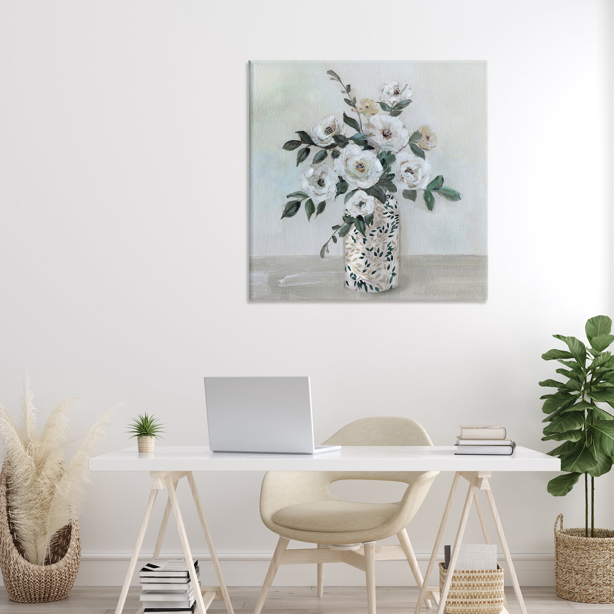 Stupell Industries Leaf Patterned Flower Vase Canvas Wall Art, design by Sally Swatland