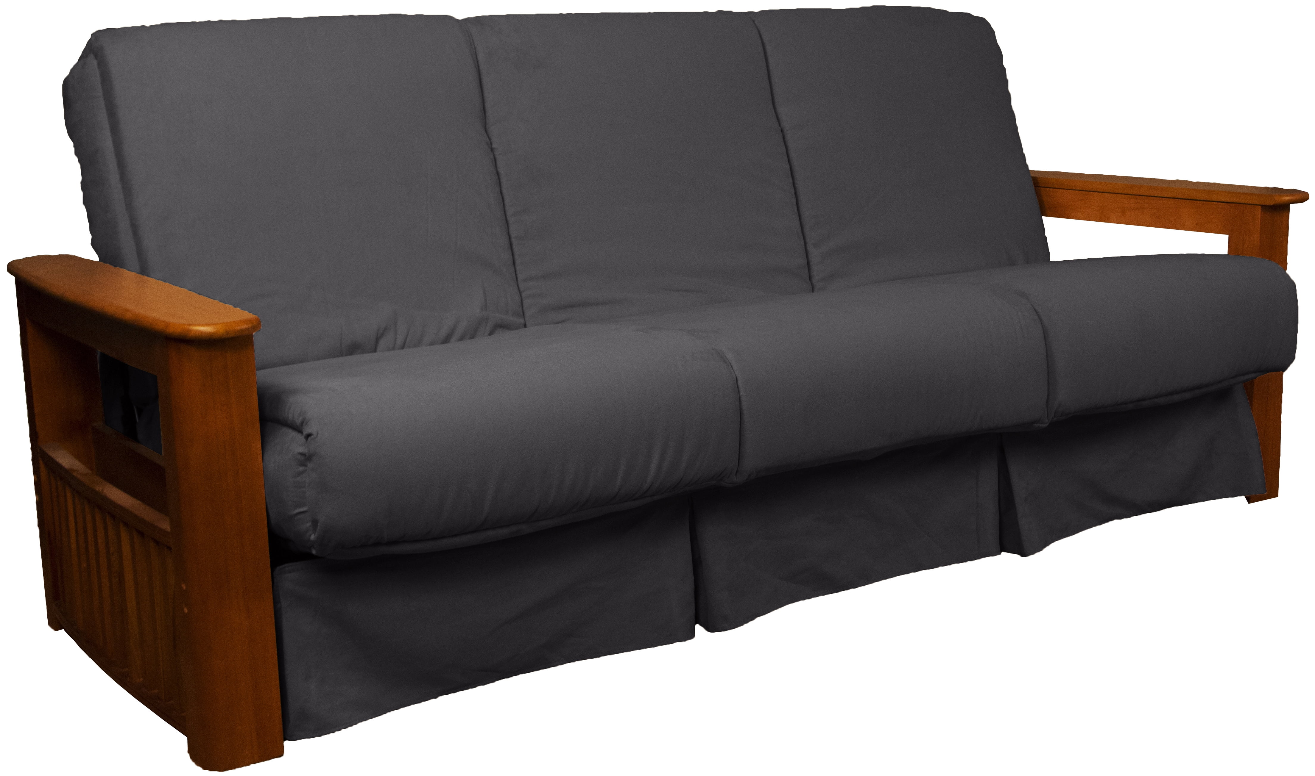 Catalina Storage Arm Style Perfect Sit Sleep Pocketed Coil Catalina Storage Arm Style Perfect Sit Sleep Pocketed Coil Innerspring Pillow Top Sofa Sleeper Bed Queen Walnut Suede Slate Grey