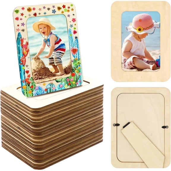 30 Pack Wooden Picture Frames for Crafts, Unfinished Photo Frames for 4 x 6 Photos, for DIY Art Projects, Mothers Day Gift Party Decorate