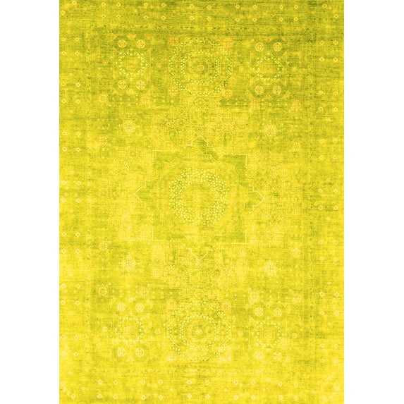 Ahgly Company Machine Washable Indoor Rectangle Abstract Yellow Modern Area Rugs, 2' x 3'
